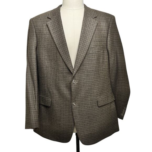Oak Creek Lambswool Blazer Mens 46L Brown Houndstooth Checked Dillards Vintage - Picture 3 of 16